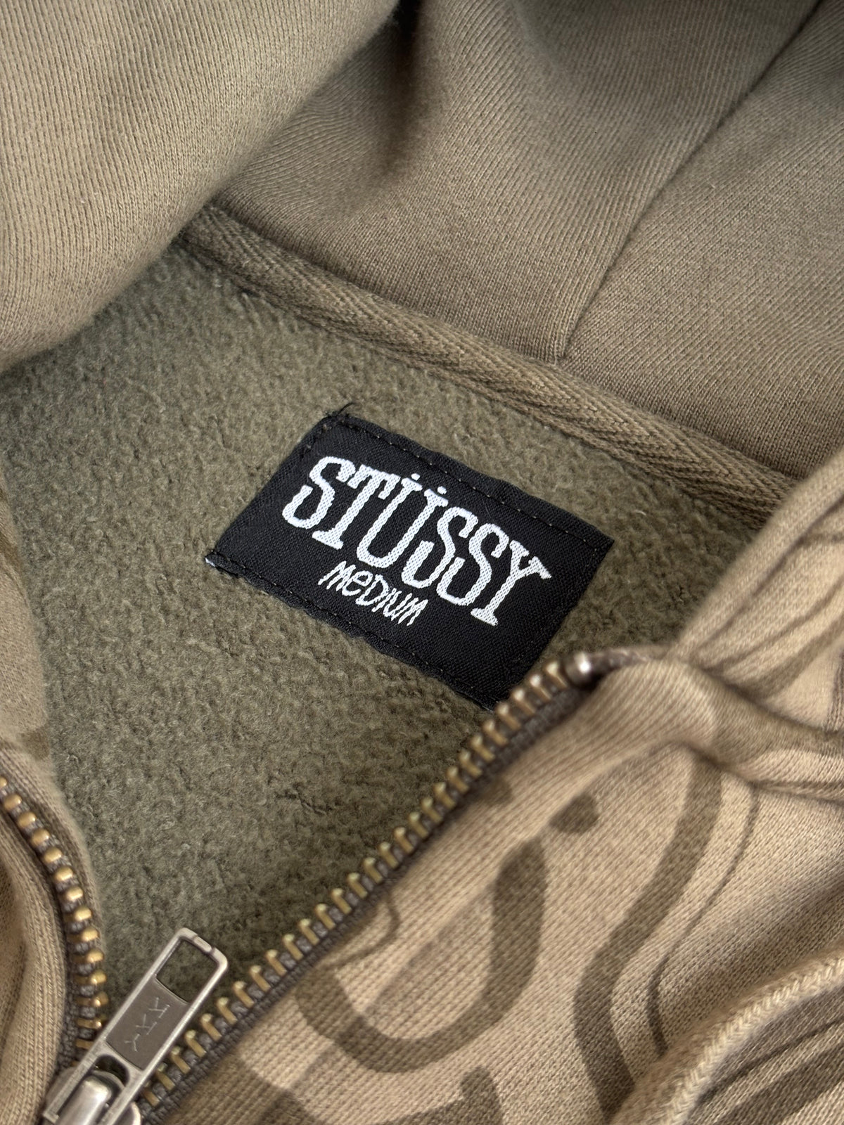 Stussy Rare All Over Print Spell Out Full Zip Up Hoodie