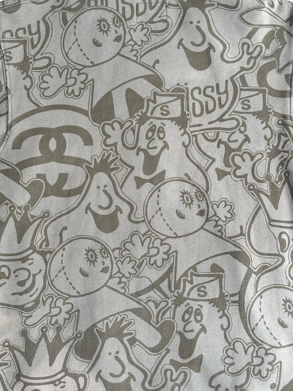 Stussy Rare All Over Print Spell Out Full Zip Up Hoodie